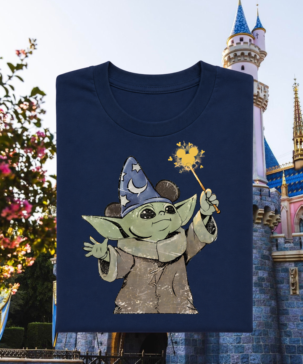 Grogu Wizard - Tshirt - White/Navy/Pink