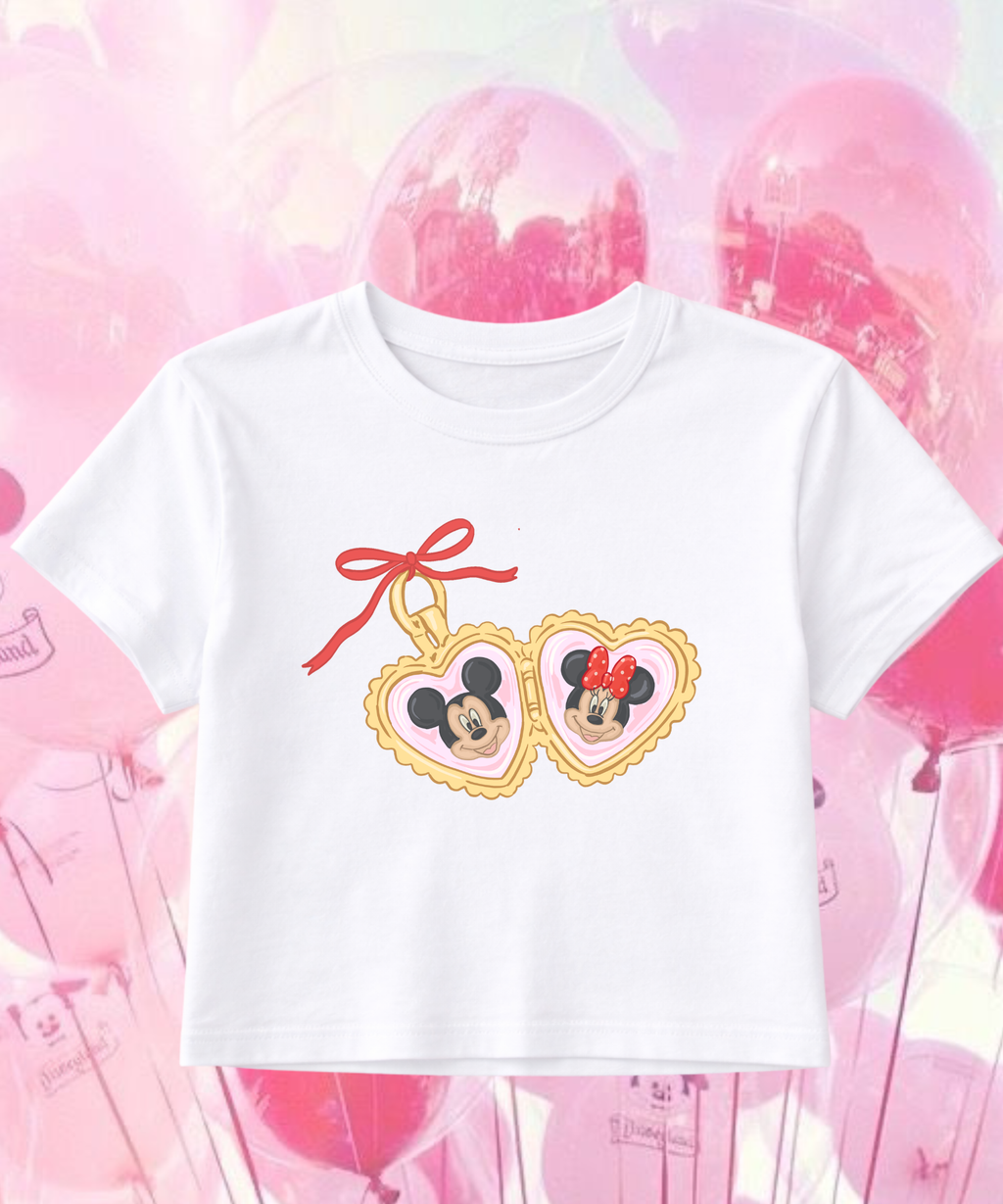 Minnie Mickey Locket - Cropped Tee/Cropped Vest - White