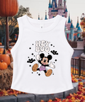 Hey Boo Mickey Halloween - Cropped Tee/Cropped Vest - White