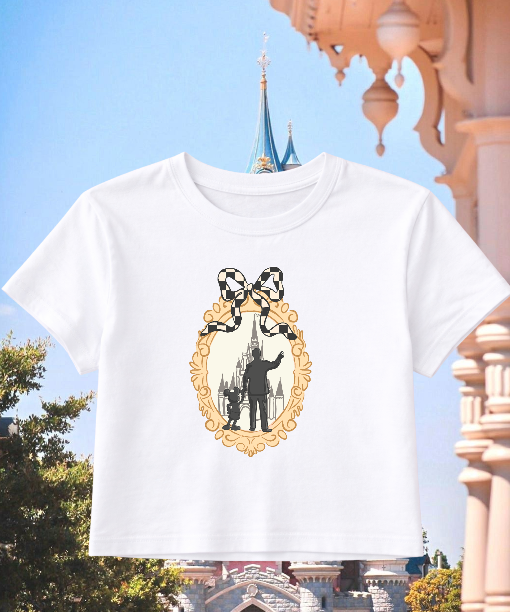 Walt & Mickey Frame - Cropped Tee/Cropped Vest - White