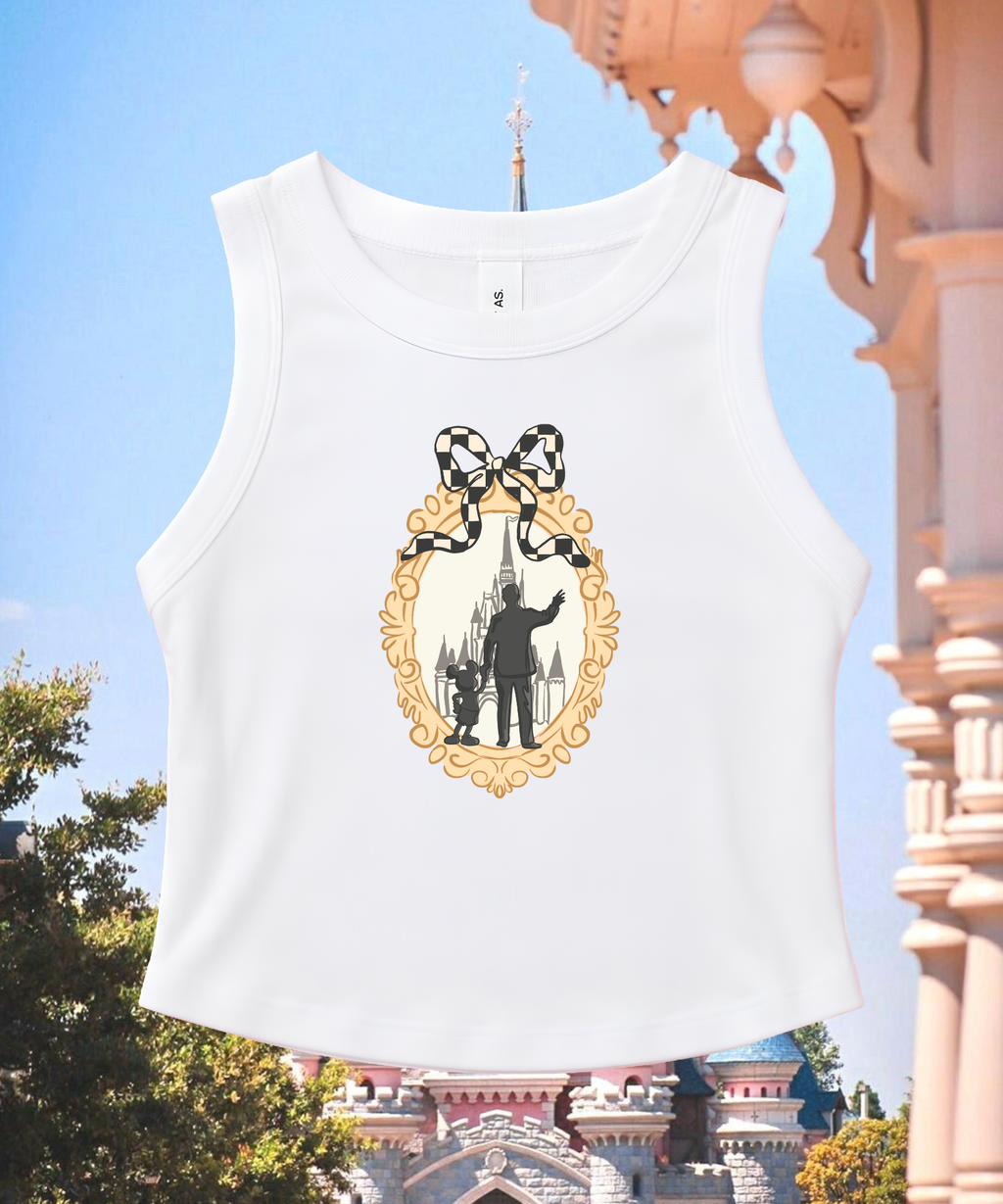 Walt & Mickey Frame - Cropped Tee/Cropped Vest - White