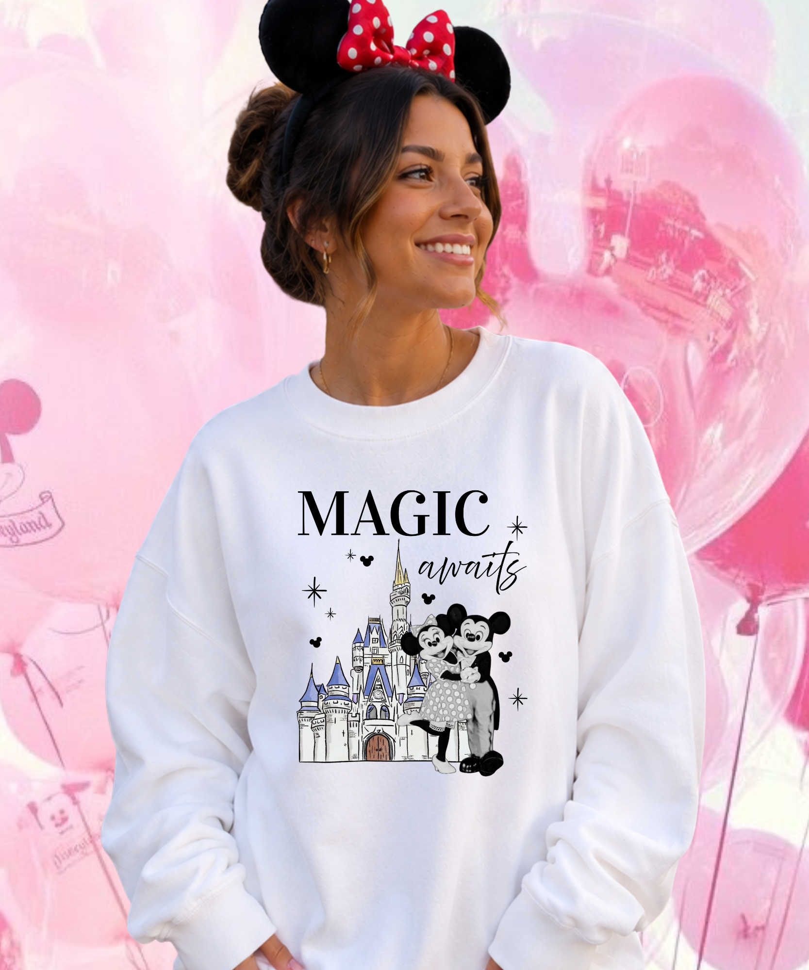 Travel Day Mouse Exclusive - Tshirt/Sweatshirt - White/Pink