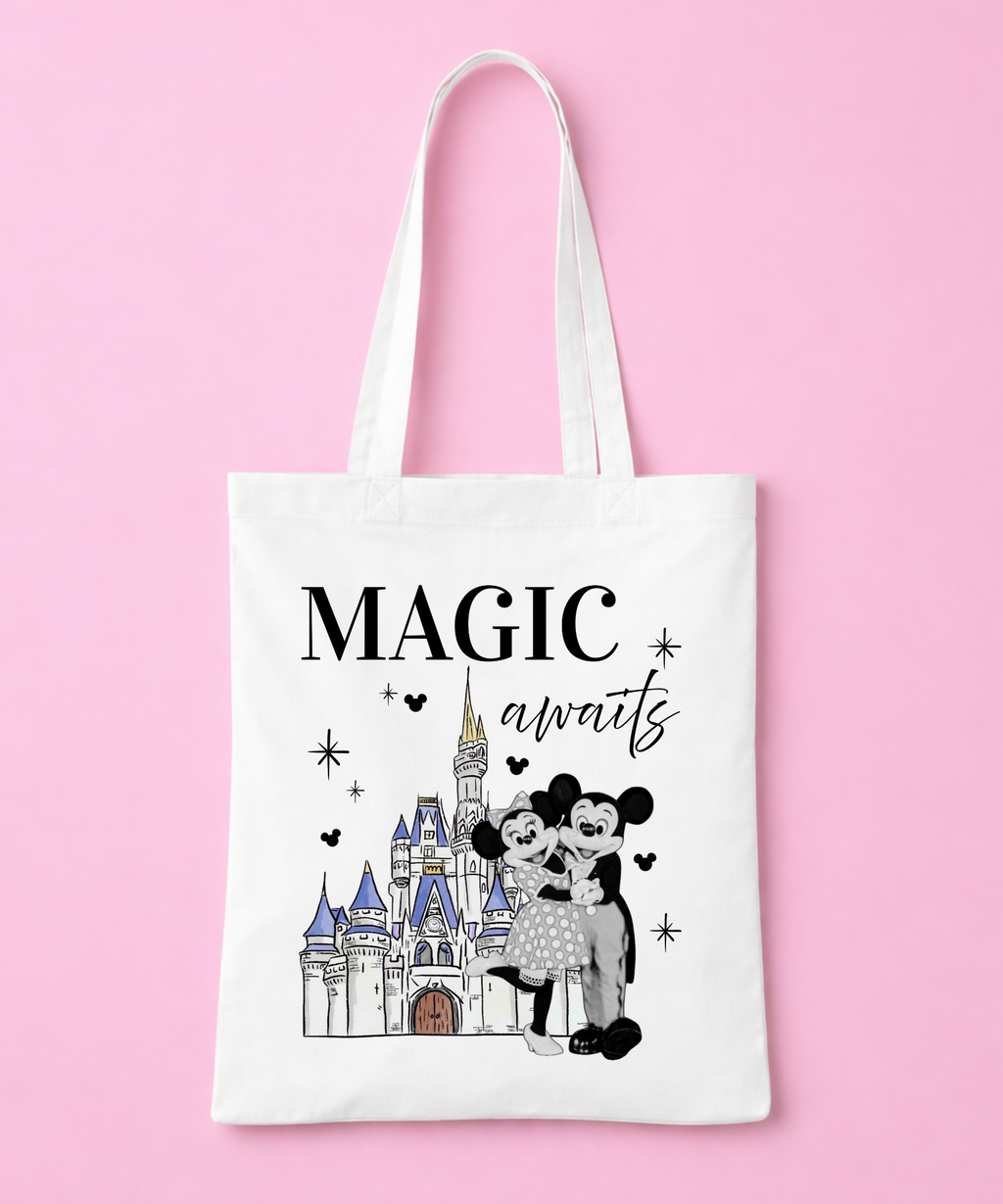 Travel Day Mouse Exclusive Tote Bag - White/Pink