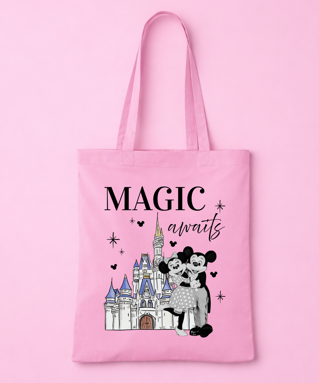 Travel Day Mouse Exclusive Tote Bag - White/Pink