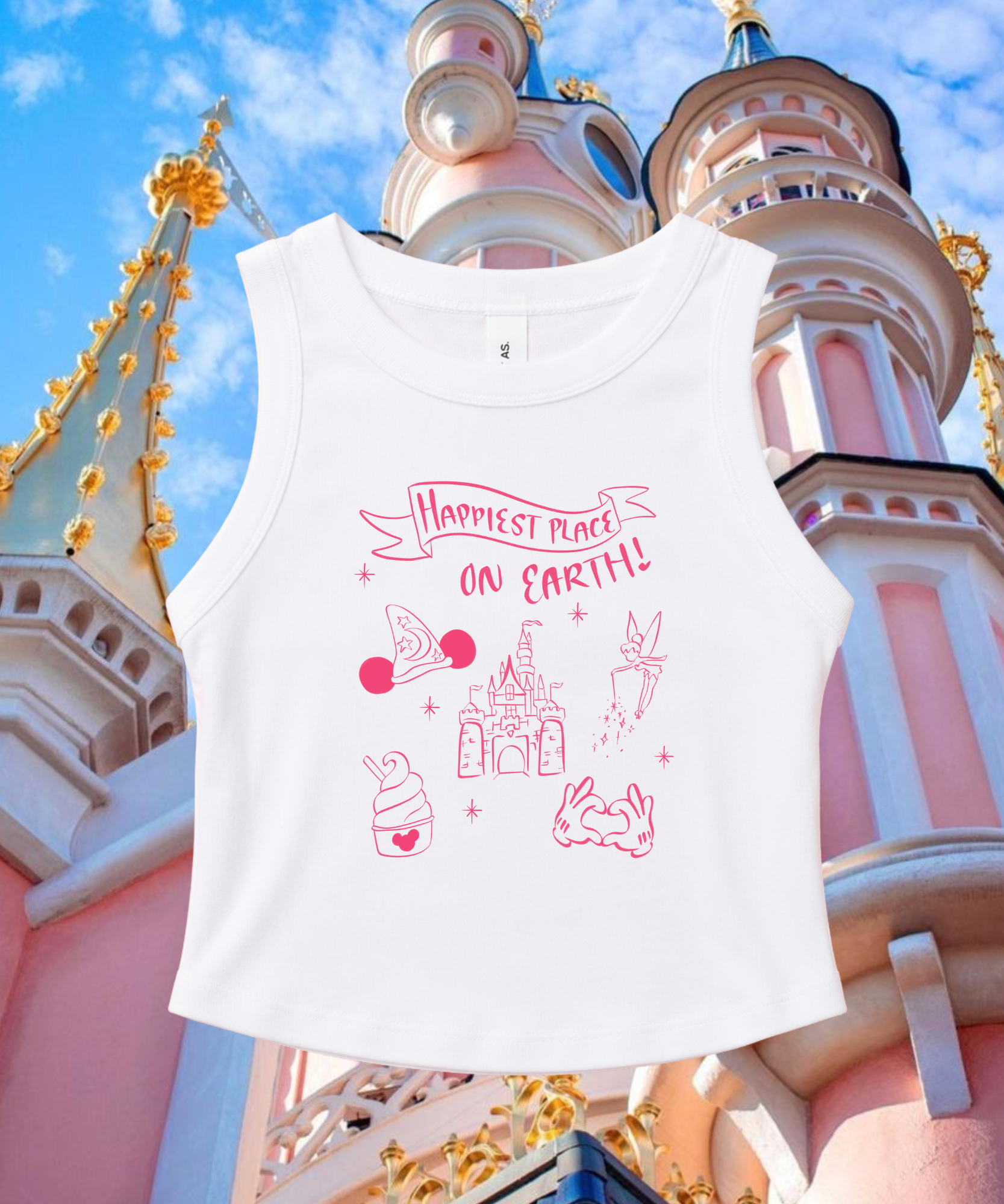 Happiest Place On Earth Exclusive - Cropped Tee/Cropped Vest - White