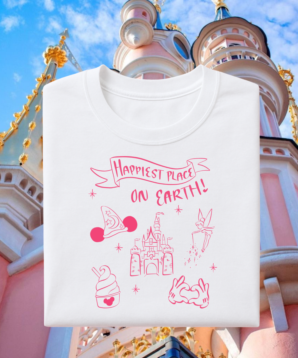 Happiest Place On Earth - Tshirt/Sweatshirt - White/Pink