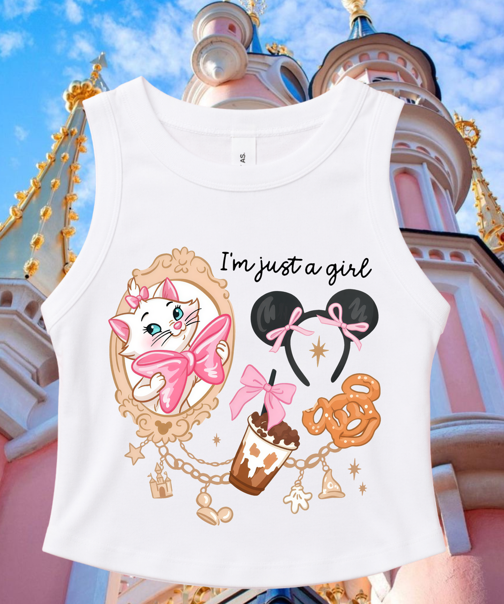 I’m Just A Girl Marie - Cropped Tee/Cropped Vest - White