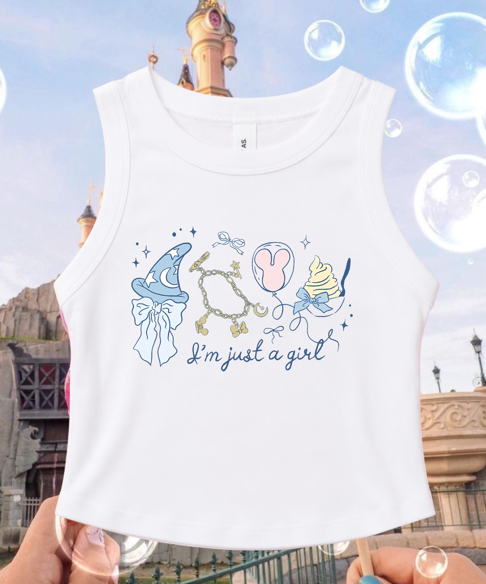 I’m Just A Girl - Cropped Tee/Cropped Vest - White