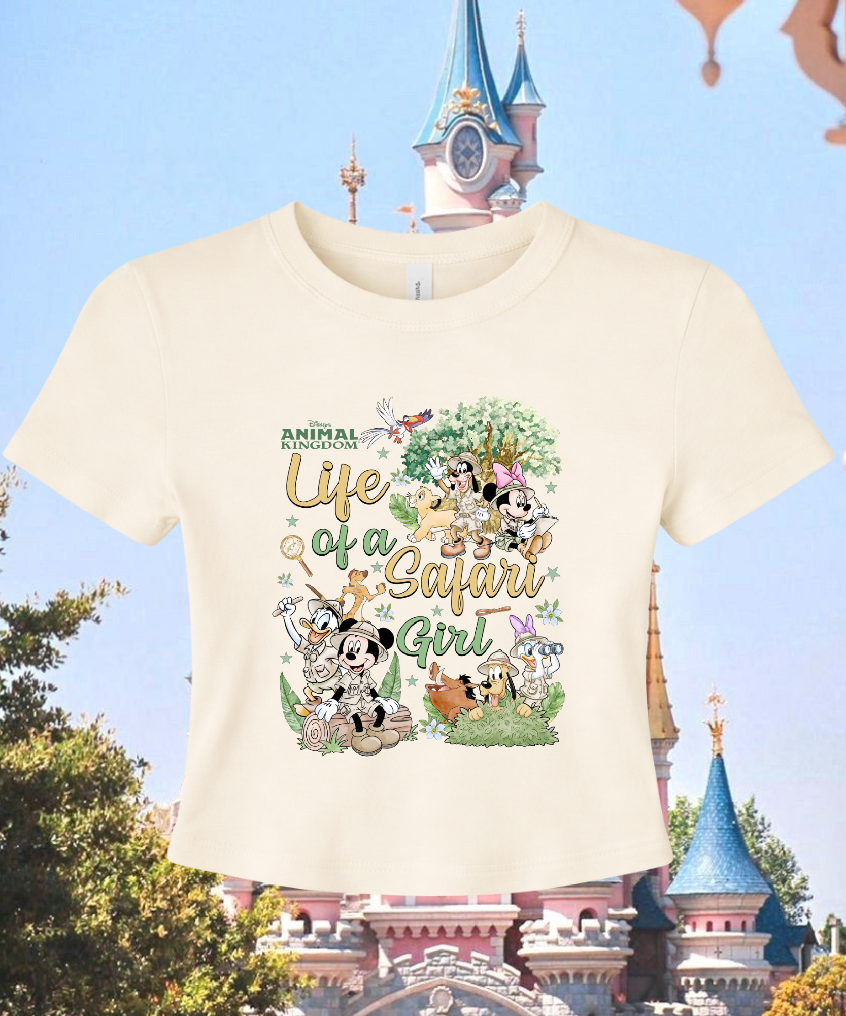 Life Of A Safari Girl - Cropped Tee - Natural/White