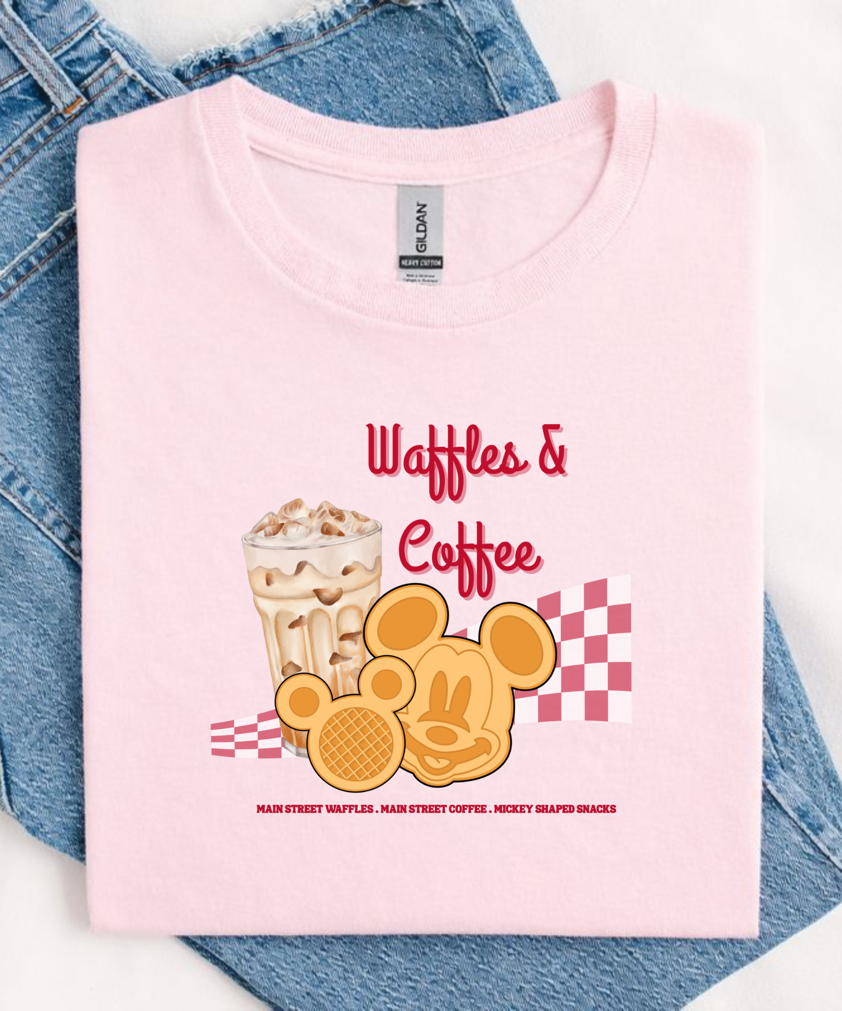 Waffles & Coffee - Tshirt - White/Pink - Exclusive Design