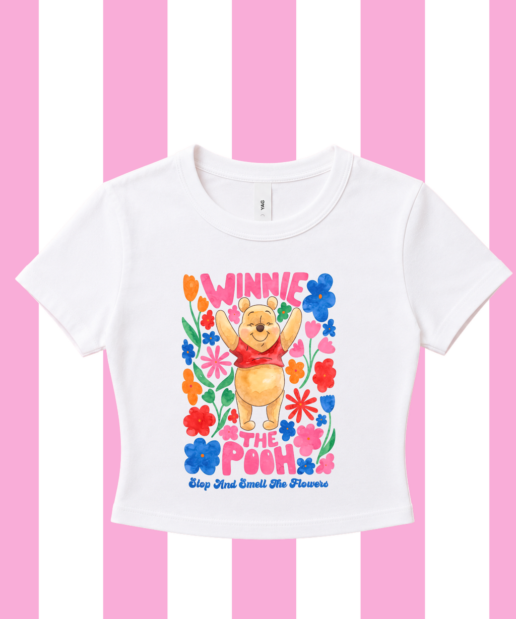 Pooh Stop & Smell The Flowers - Cropped Tee