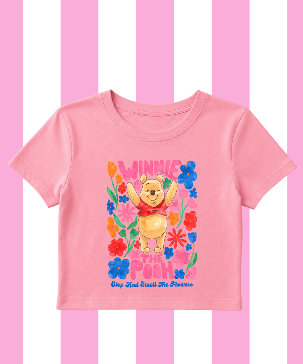 Pooh Stop & Smell The Flowers - Cropped Tee