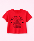 Happiest Place On Earth Cropped Tee - Red/Pink/White