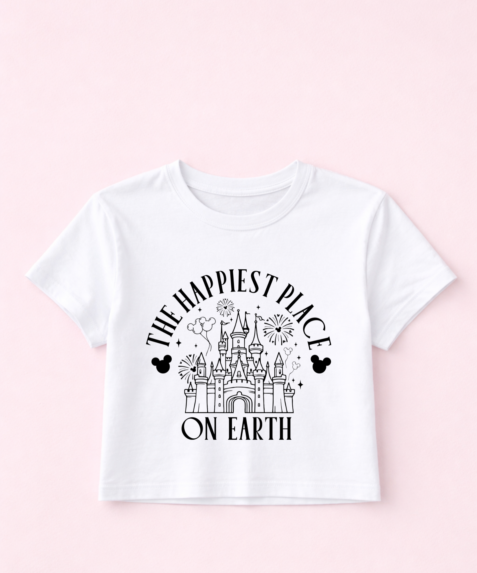 Happiest Place On Earth Cropped Tee - Red/Pink/White