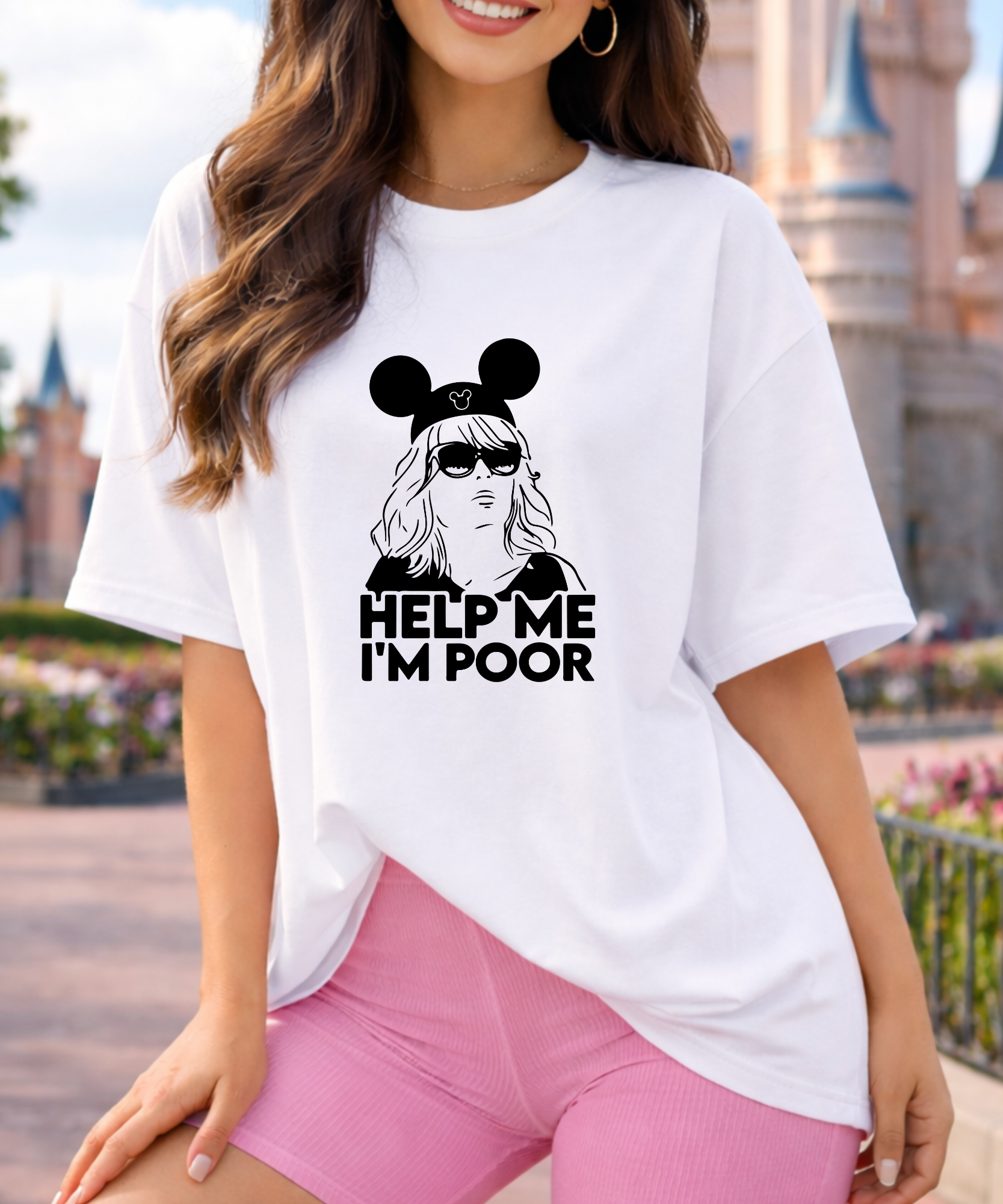 Help Me I’m Poor- White/Pink