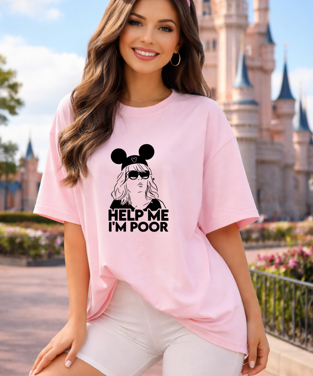 Help Me I’m Poor- White/Pink