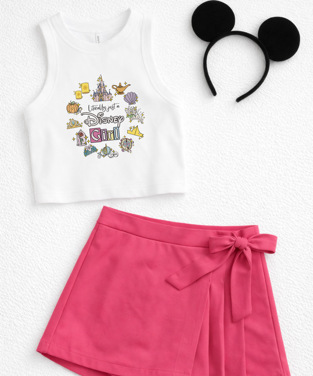 Literally Just A Disney Girl Tee/Cropped Vest - White