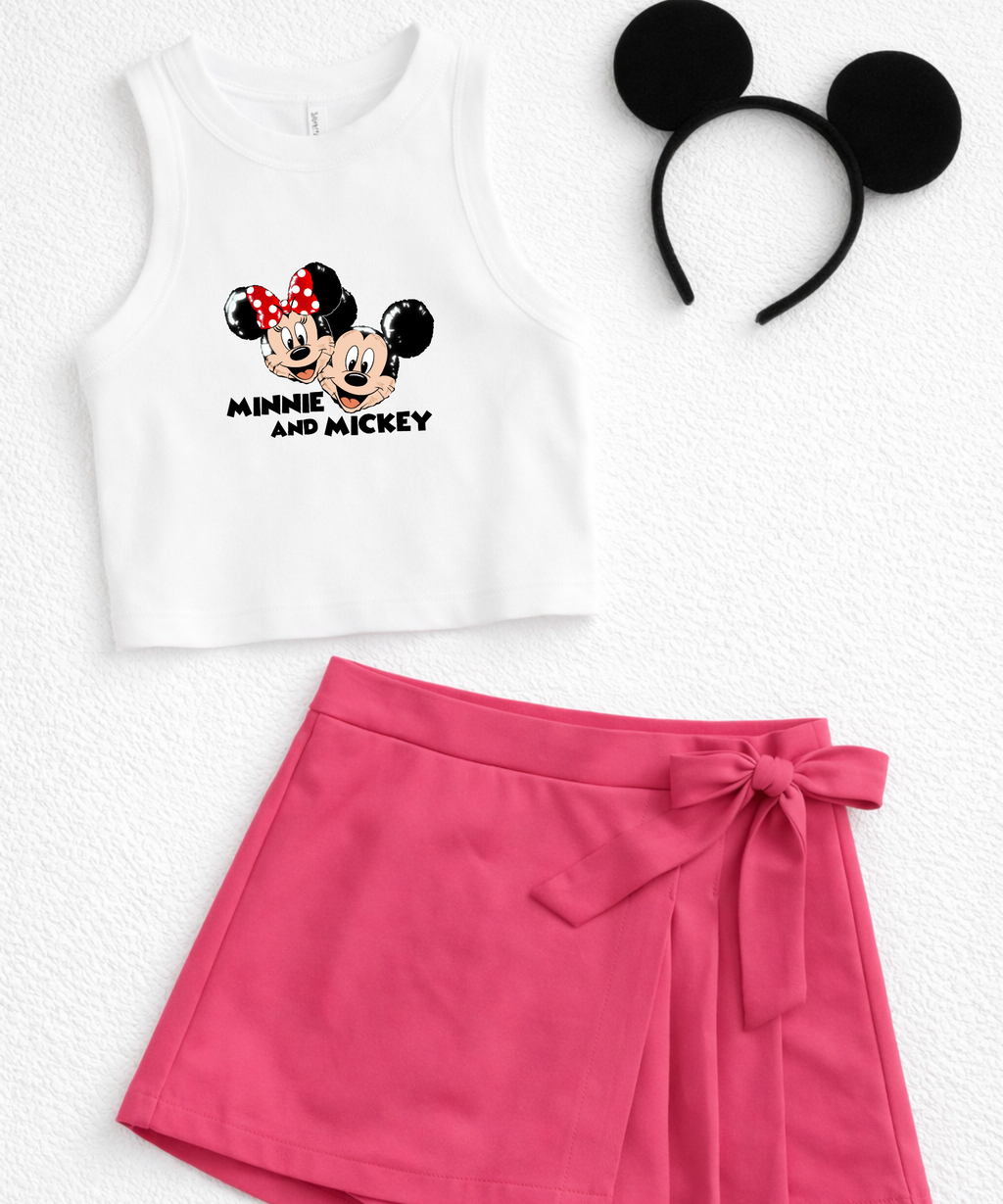 Mouse Balloons Cropped Vest - White