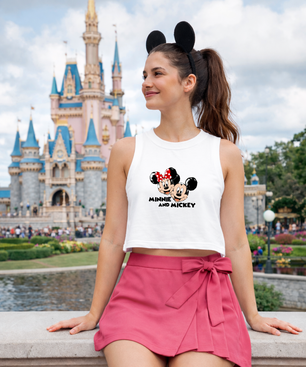 Mouse Balloons Cropped Vest - White