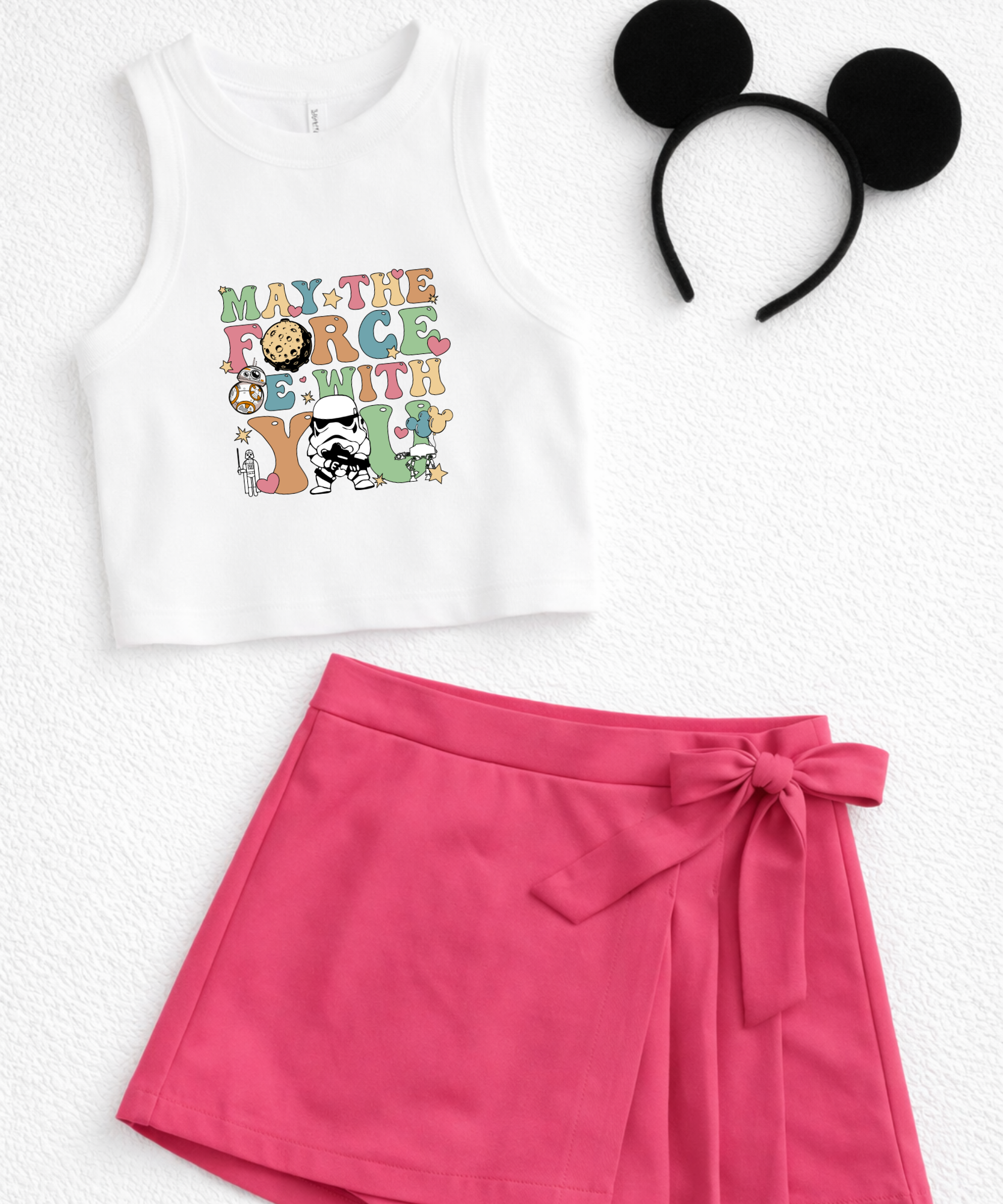 Force Be With You - Cropped Tee/Cropped Vest - White