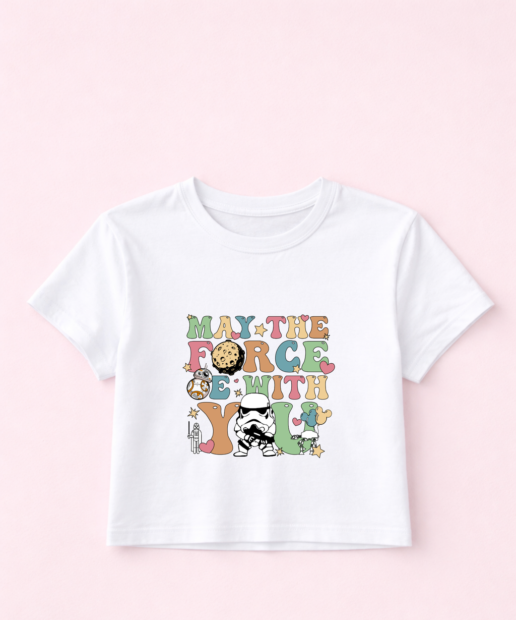 Force Be With You - Cropped Tee/Cropped Vest - White