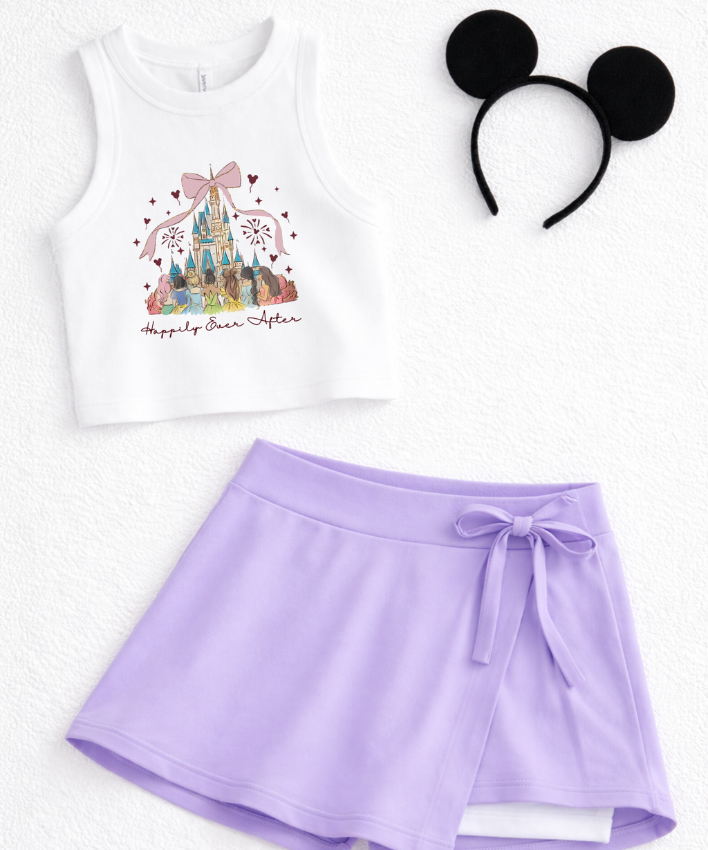 Happily Ever After - Cropped Tee/Cropped Vest - White