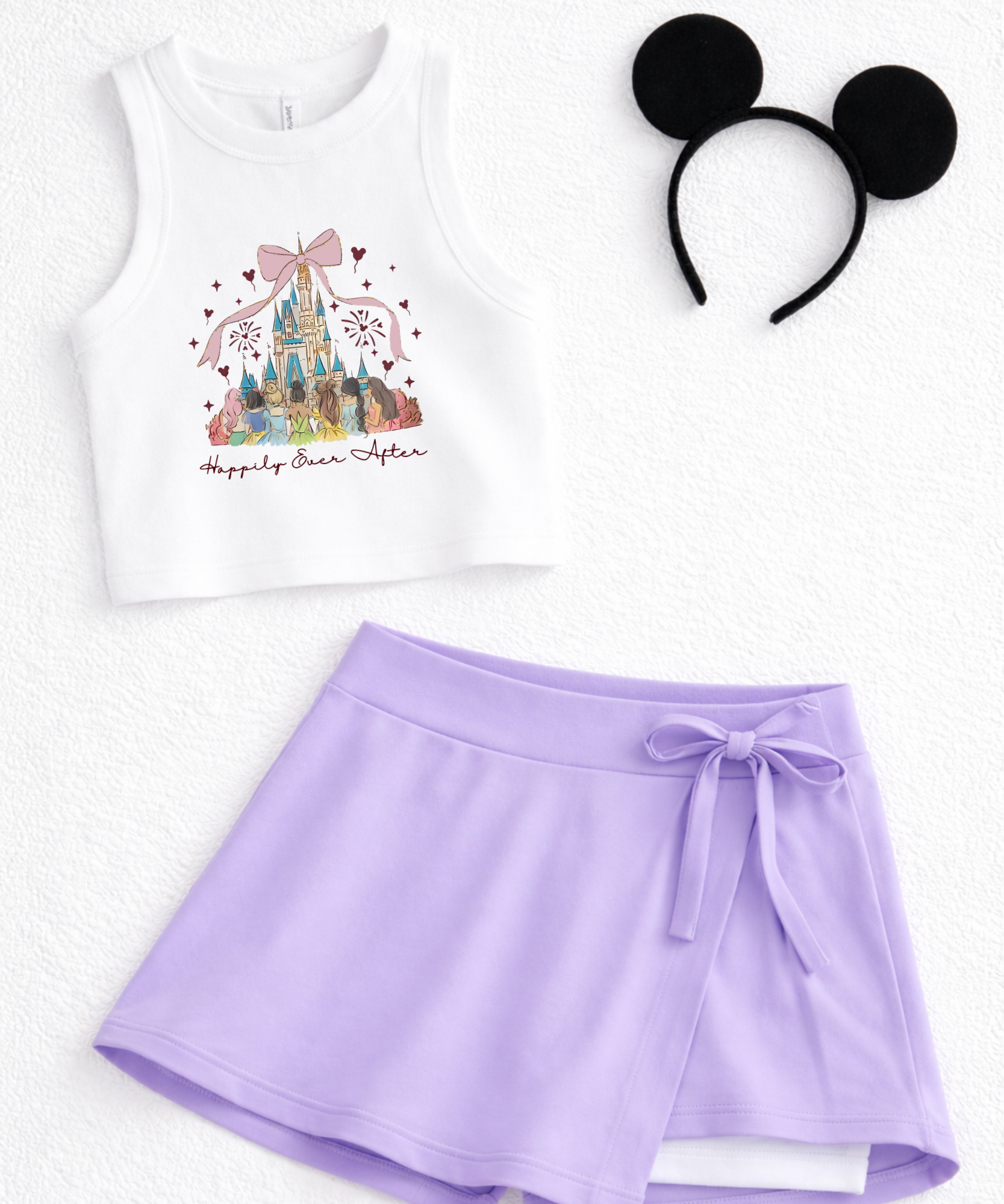 Happily Ever After - Cropped Tee/Cropped Vest - White