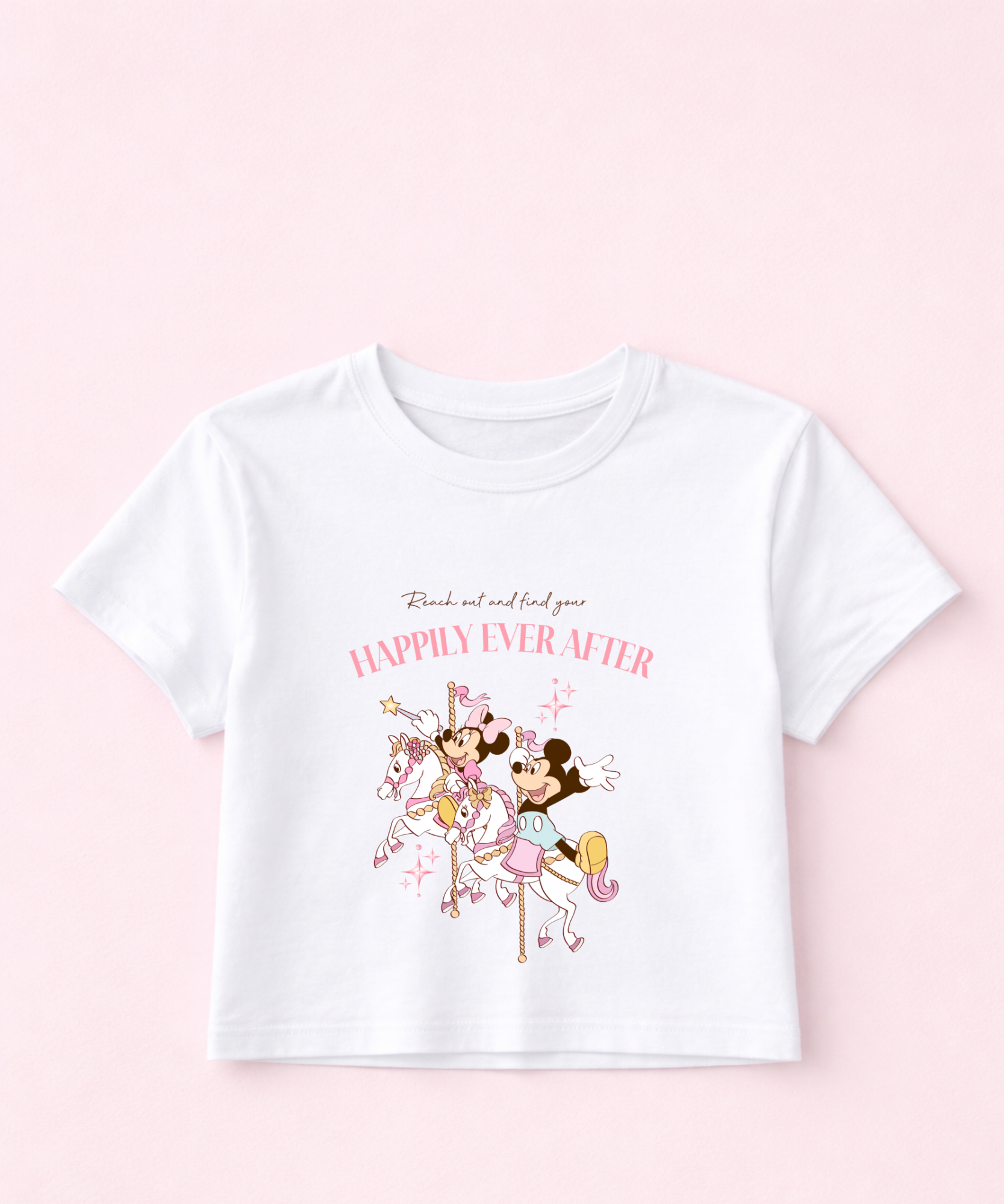 Reach Out Mouse Happily Ever After - Cropped Tee - White