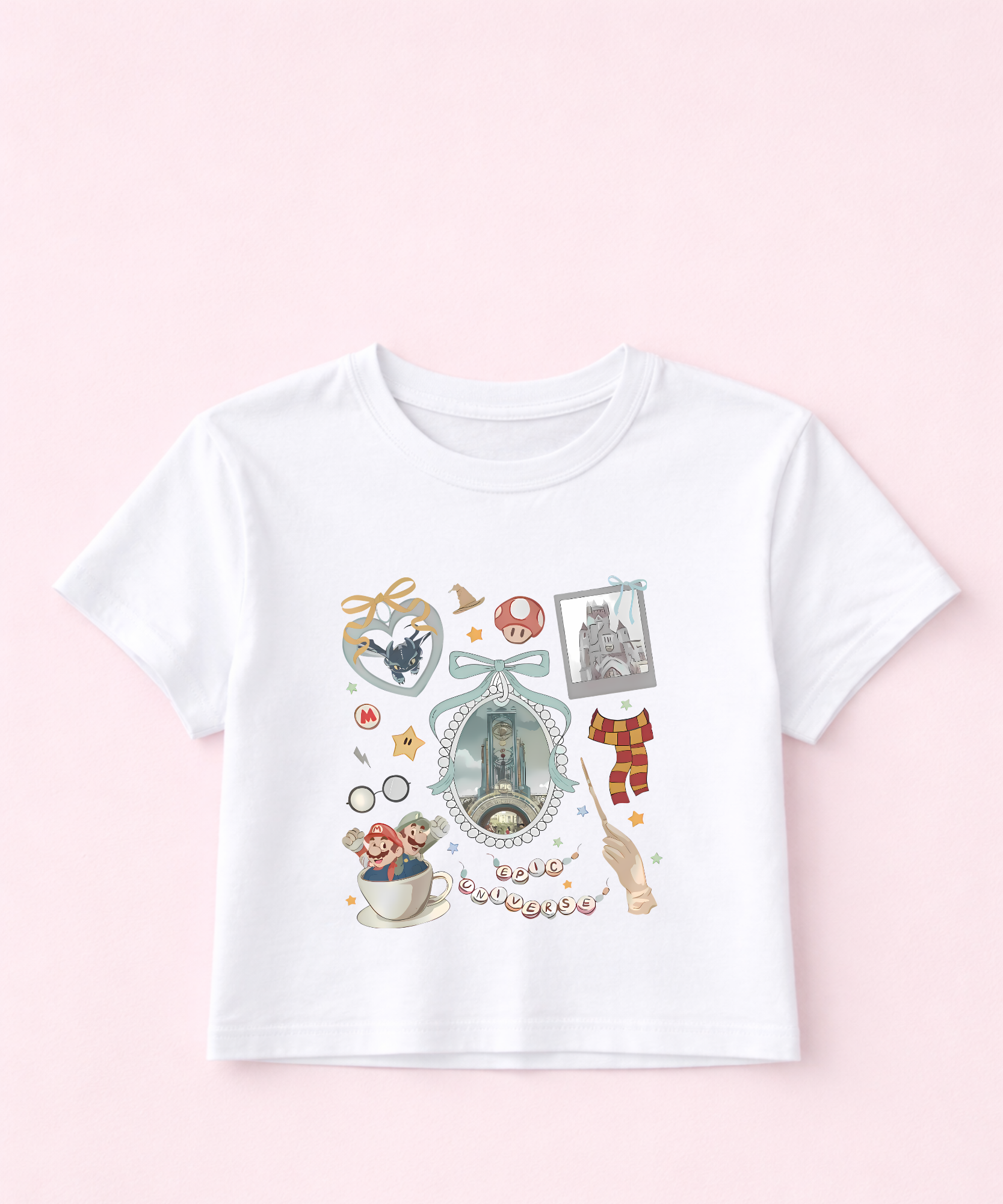 Epic Coquette -  Cropped Tee - White