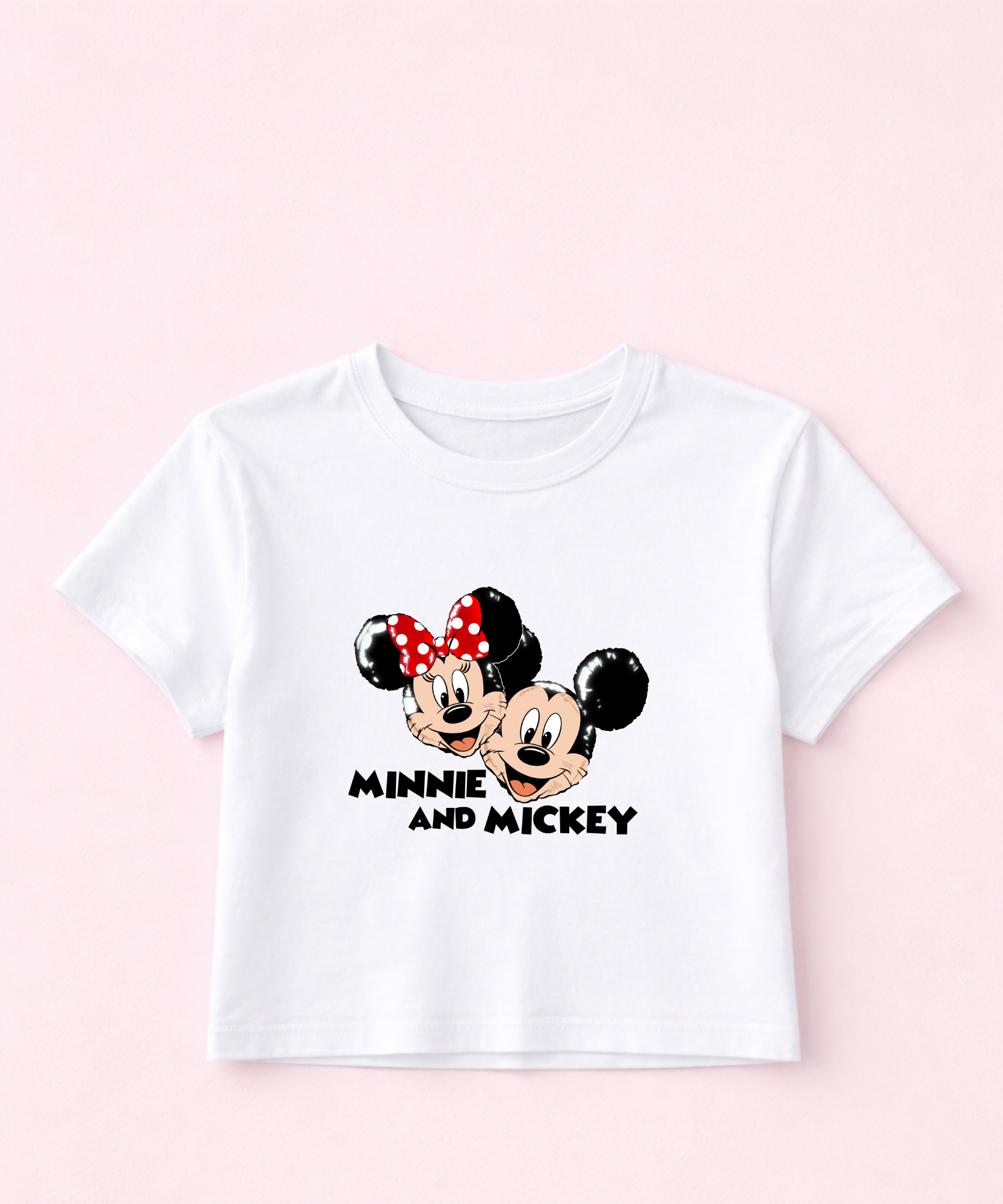 Mouse Balloons - Cropped Tee - White