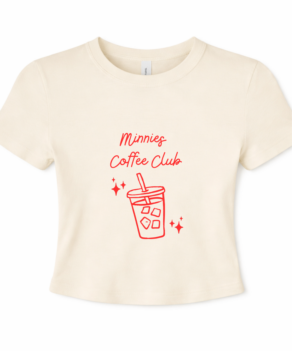 Mouse Coffee Club Exclusive - Natural Cropped Baby Tee