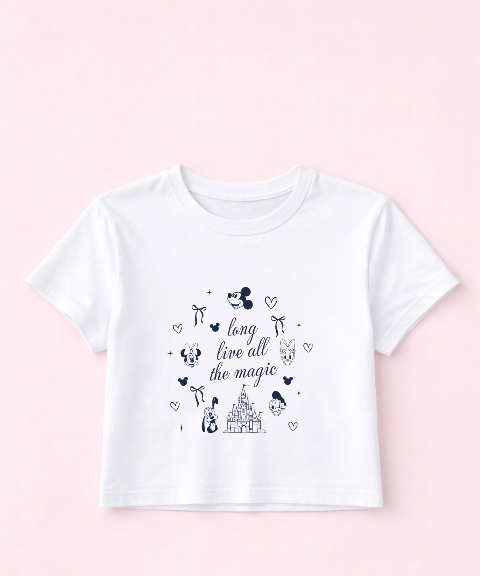 Long Live All The Magic Mouse & Friends - Cropped Tee - Natural/White