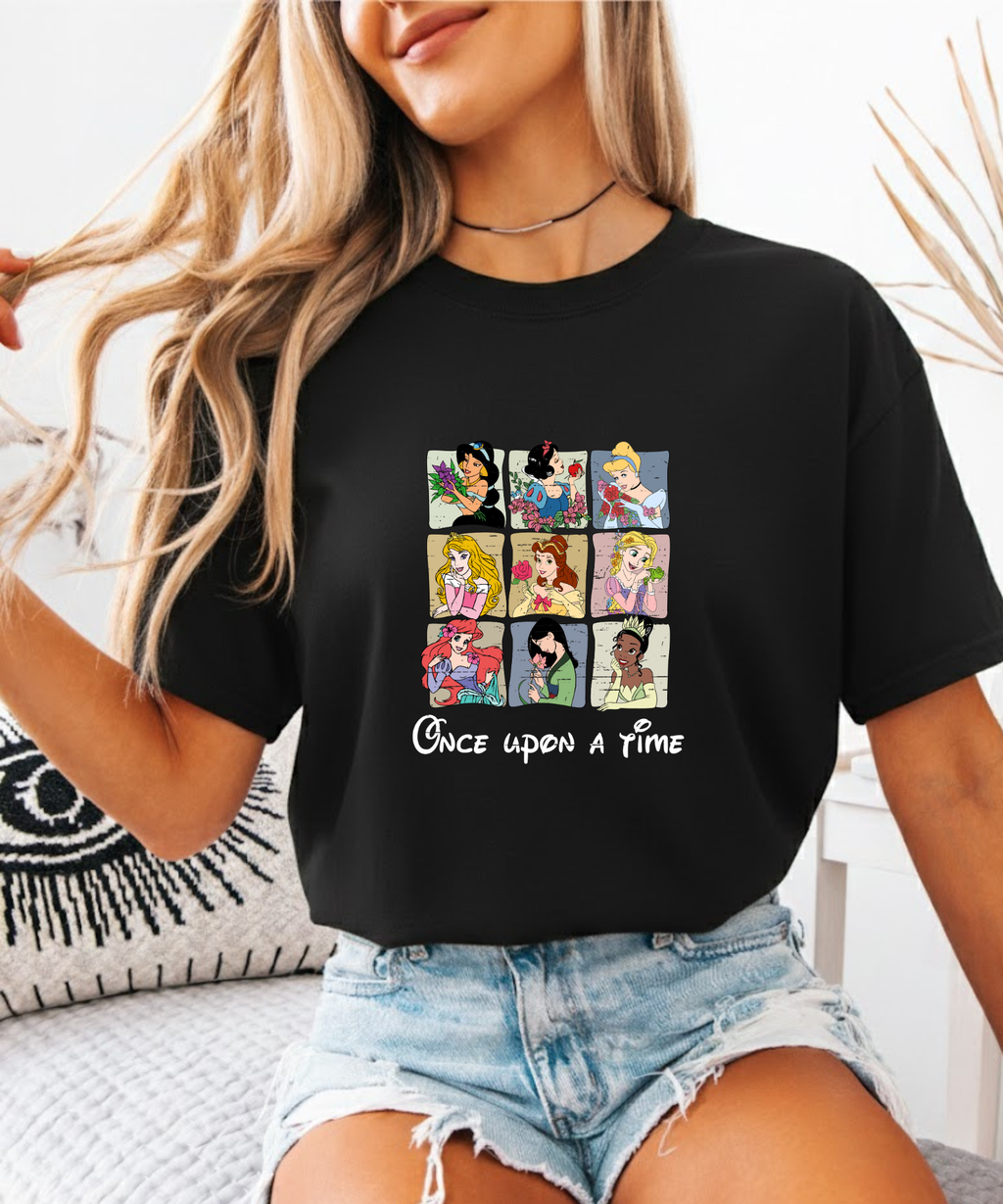 Once Upon A Time Princesses - Tshirt - Black/Pink
