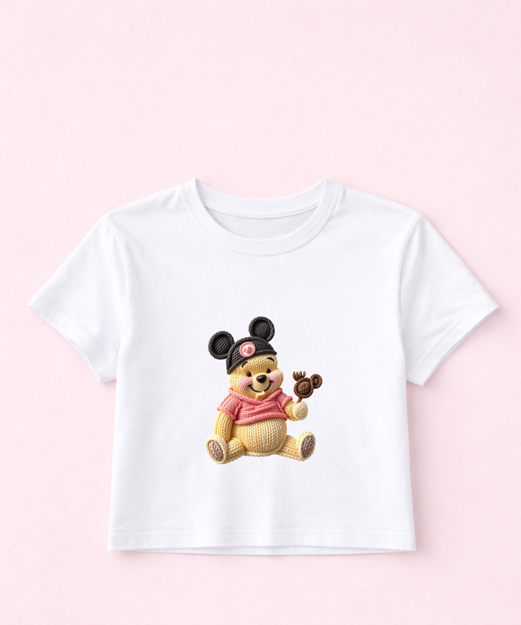 Pooh Snacks - Cropped Tee/Cropped Vest - White