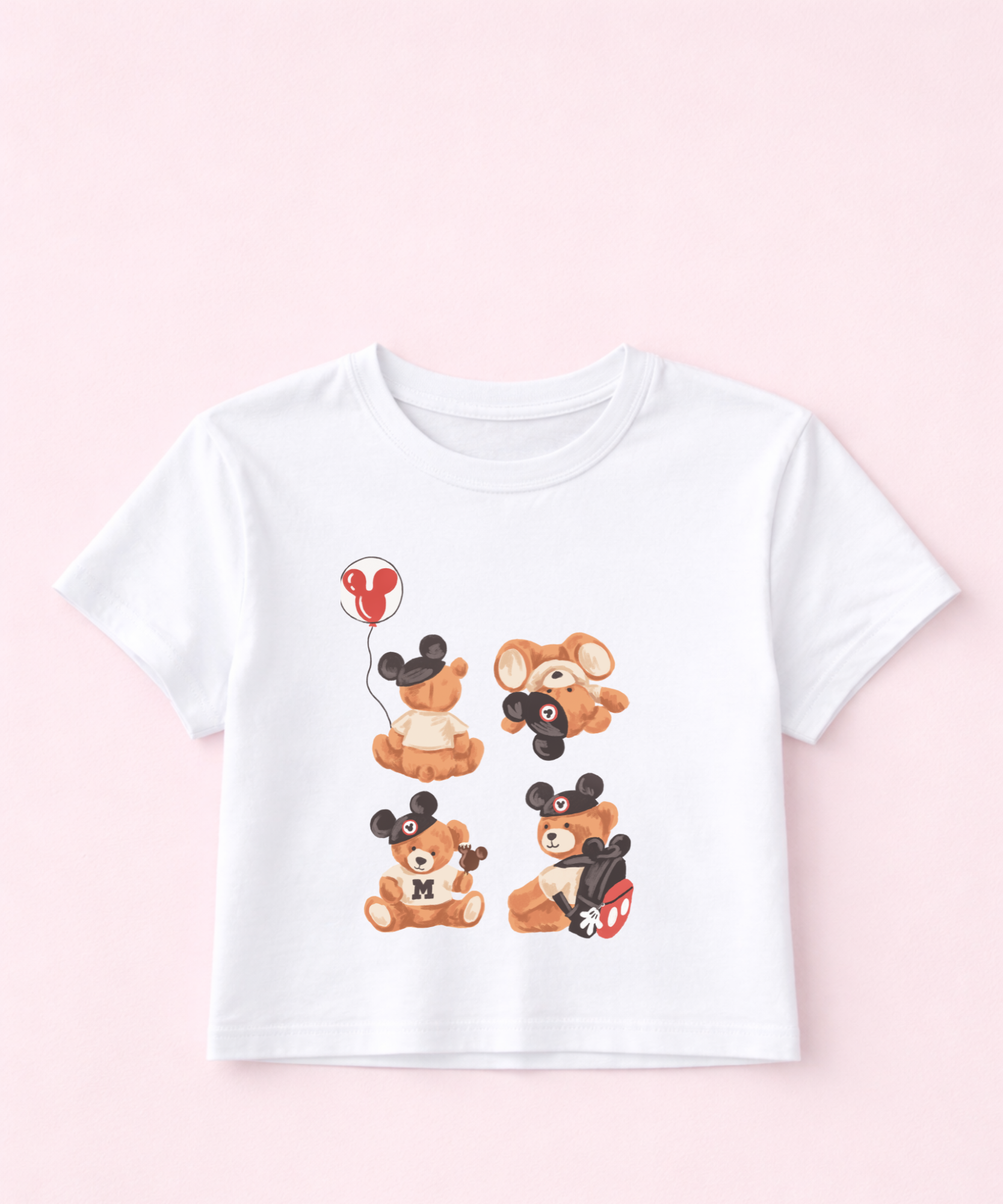 Mickey Bear - Cropped Tee - Natural or White
