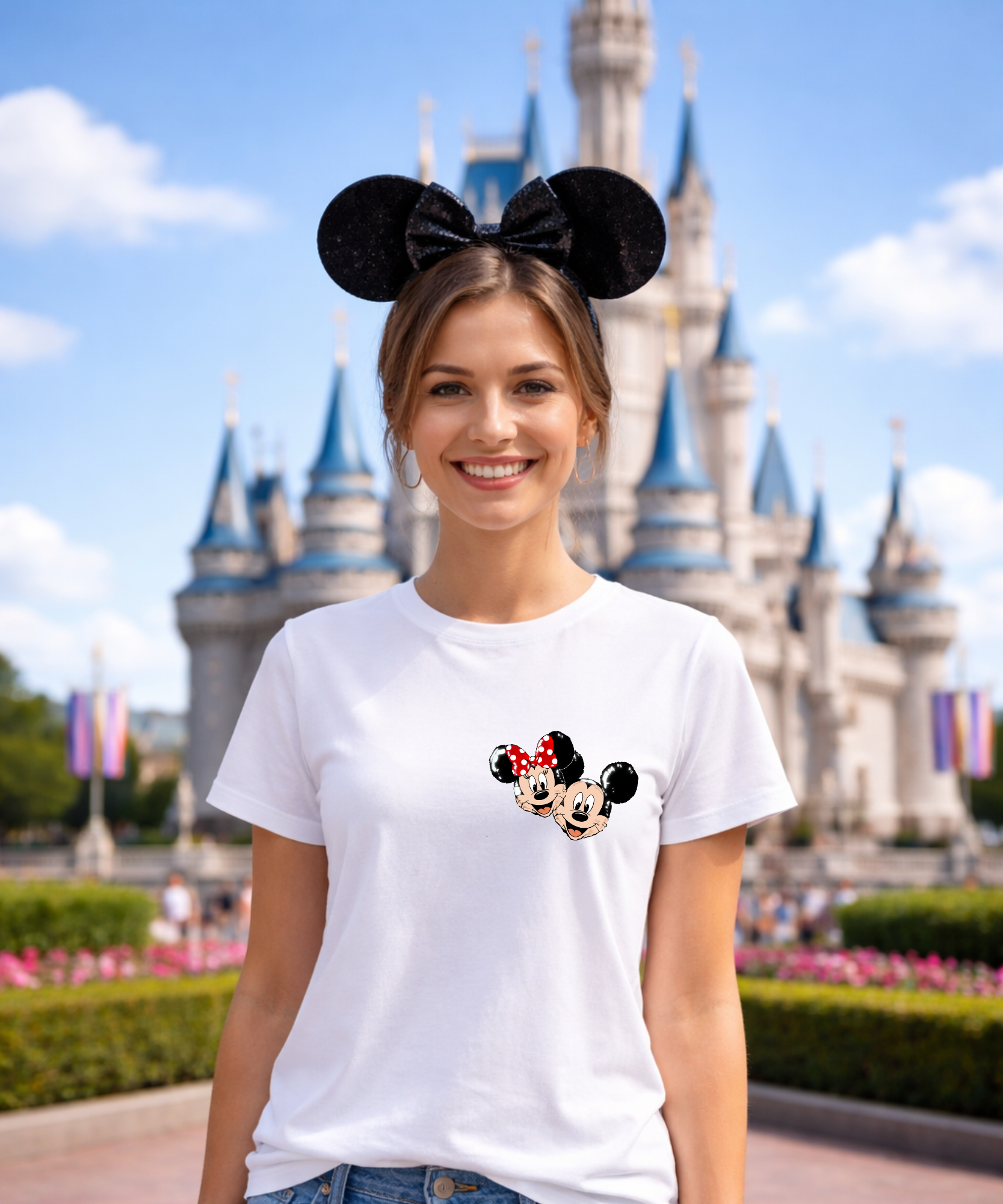 Personalised Adults WDW/DL - Double Sided - Tshirt/Sweatshirts- White/Pink/Blue
