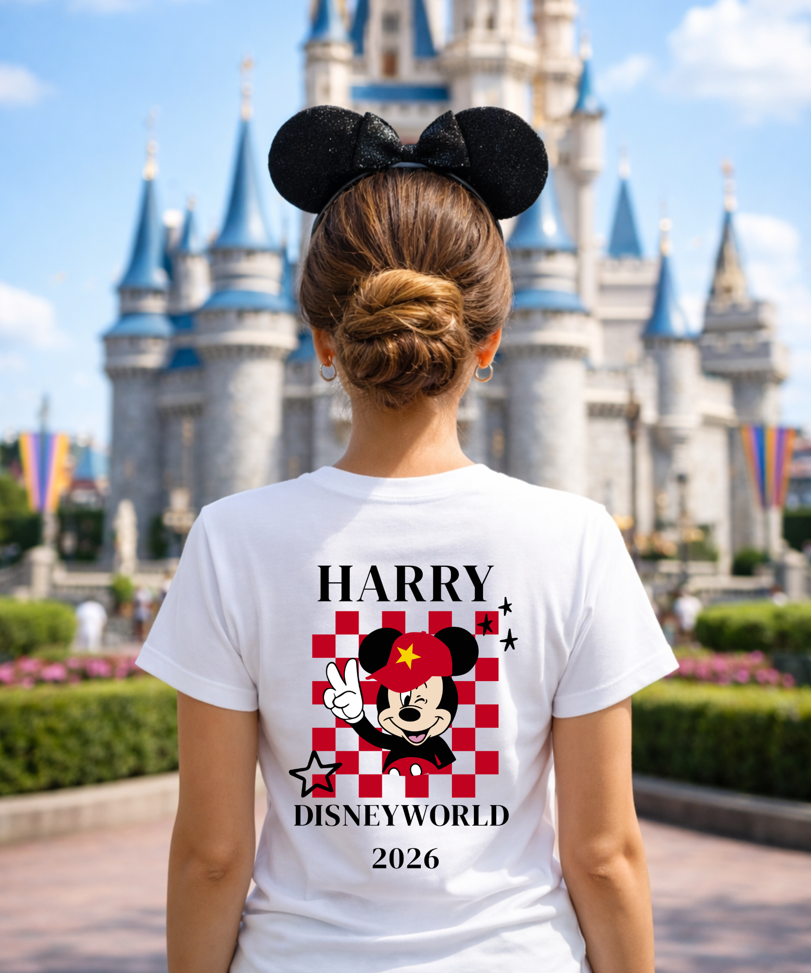 Adults Personalised Mickey Chequered WDW/DL - Tshirt/Sweatshirt - White