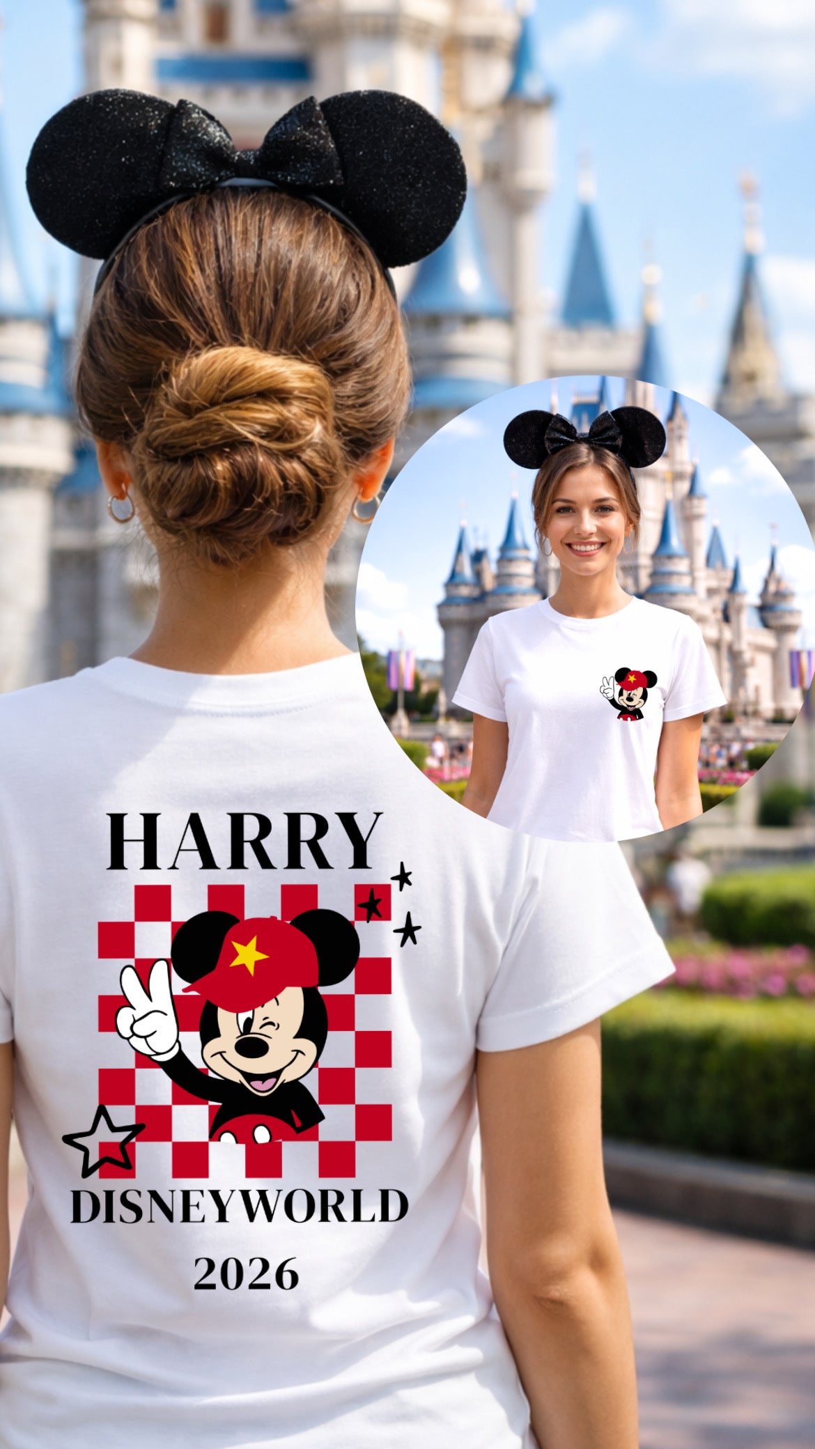 Adults Personalised Mickey Chequered WDW/DL - Tshirt/Sweatshirt - White