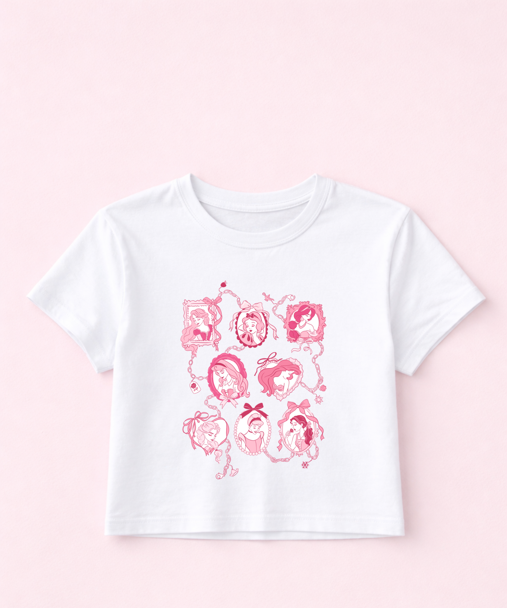 Princess Charm - Cropped Baby Tee - White