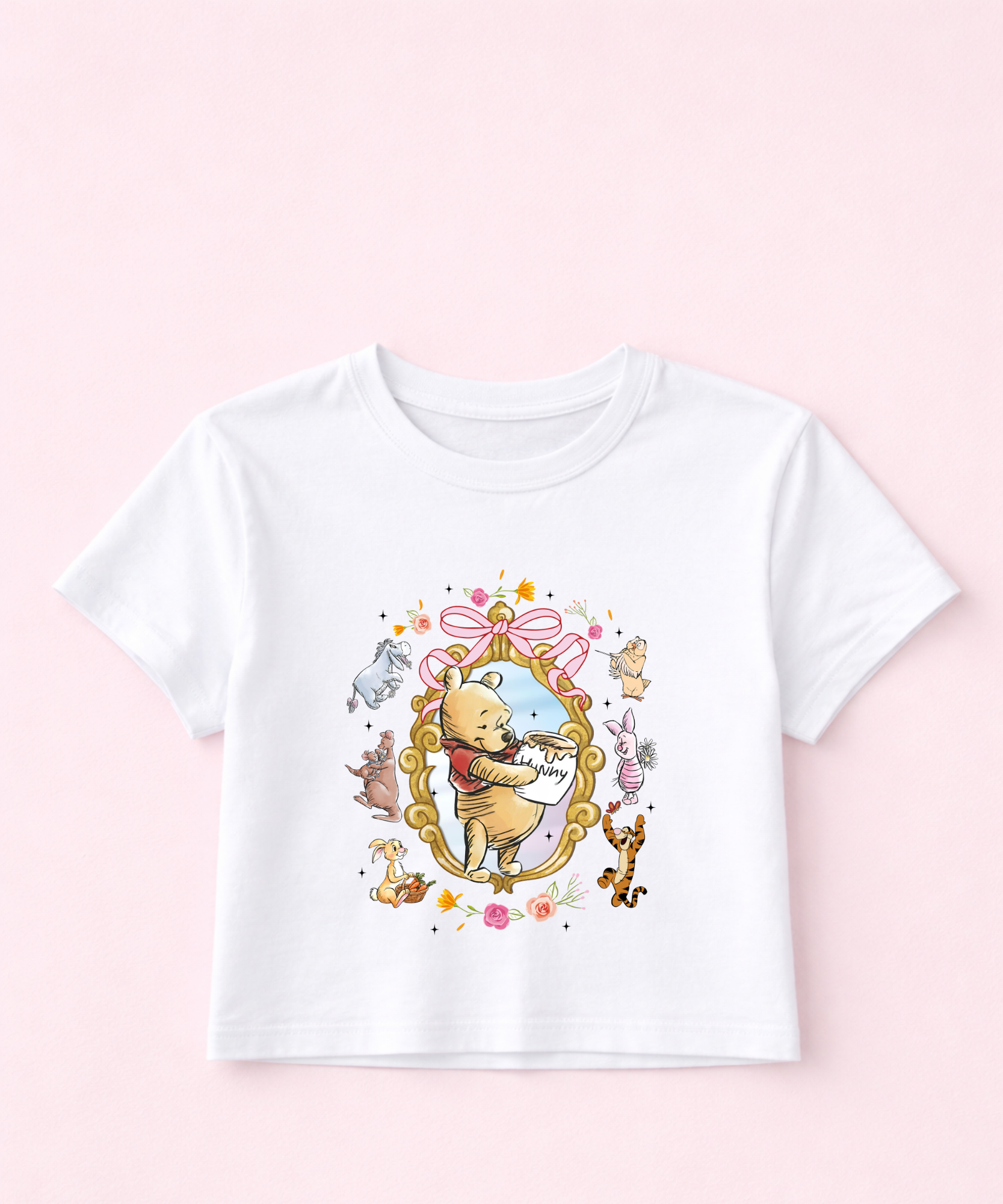 Whimsical Pooh & Friends Cropped Tee - White