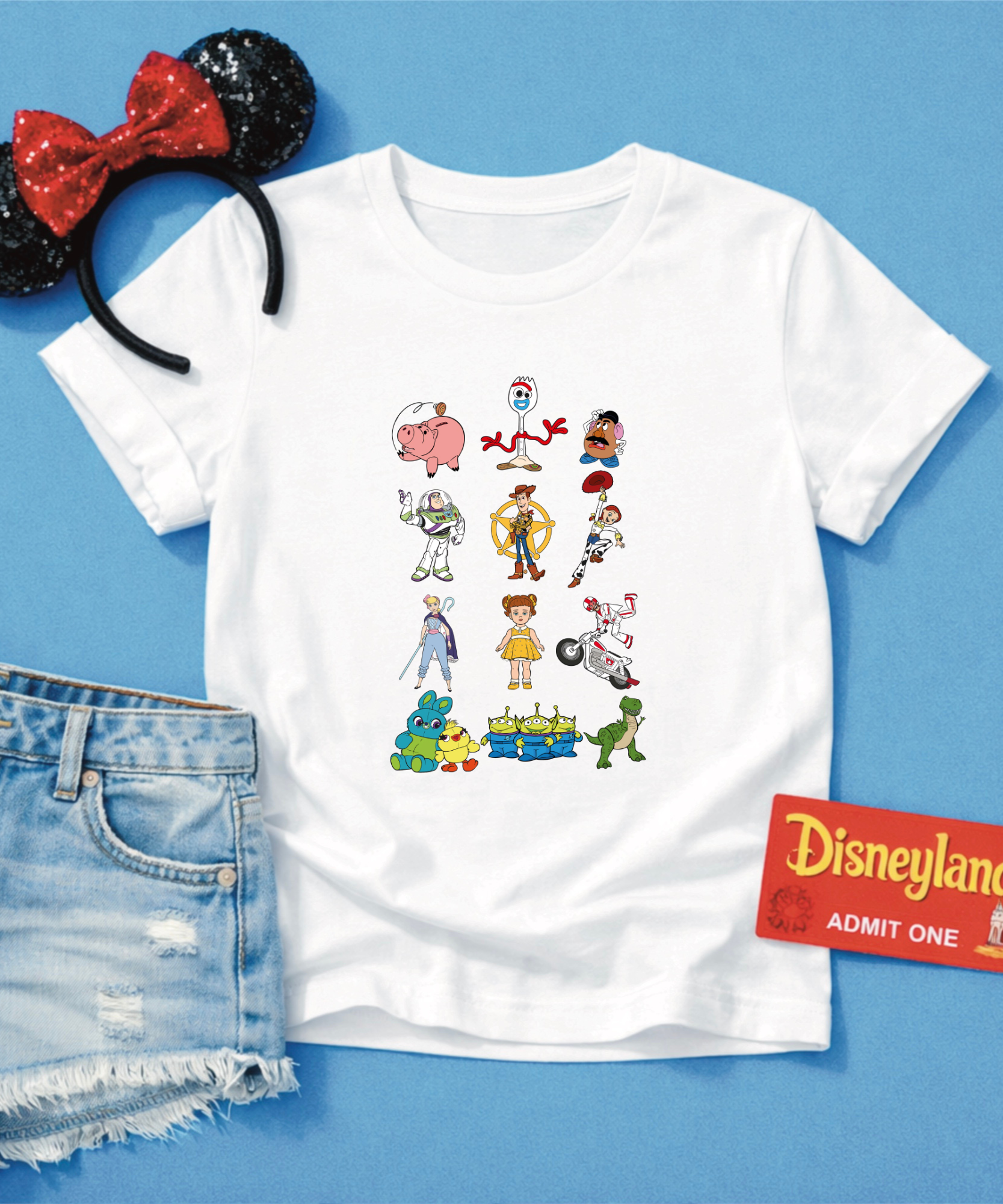 Toy Characters - Tshirt - White/Pink/Blue